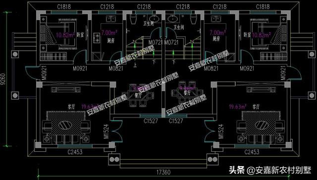17.36×9.26平方米三层欧式双拼别墅，造型别致，奢华大气