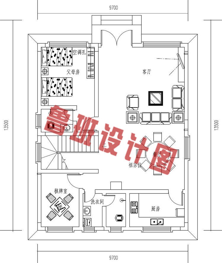 三层新农村自建小户型一层户型图