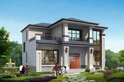 新中式小户型房子二层别墅效果图片，108平方米，造价经济实惠。