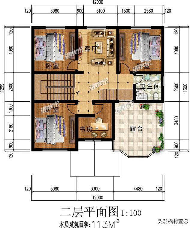 3款二层农村小别墅，简洁方便施工，第3款20万建给父母长面子