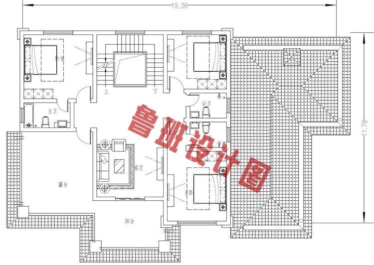 二层5间新中式自建房二层设计图