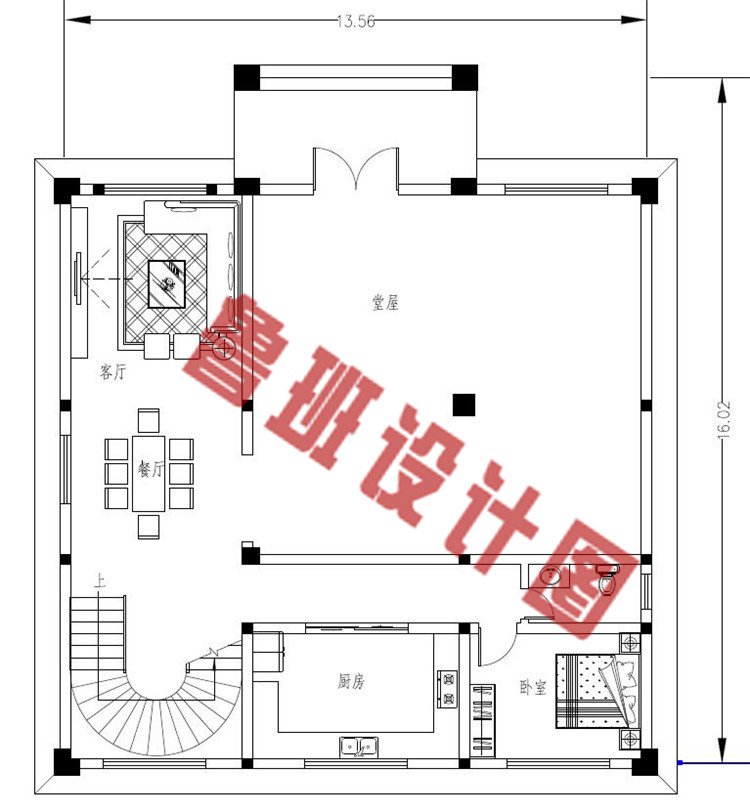 四层新农村复试别墅一层户型图