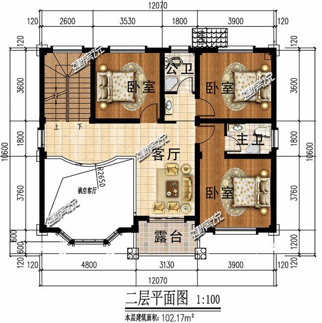 从6000套别墅，挑选出5款占地120平左右的别墅，图纸收藏不迷路