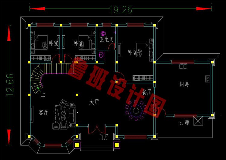 二层挑空欧式别墅设计一层户型图