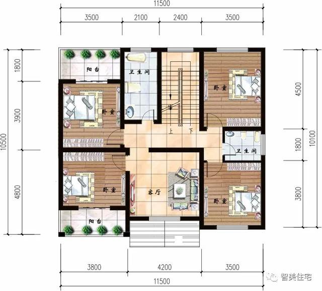 两栋宽为11米多的农村别墅，第一栋为叠拼户型，适合三兄弟共用