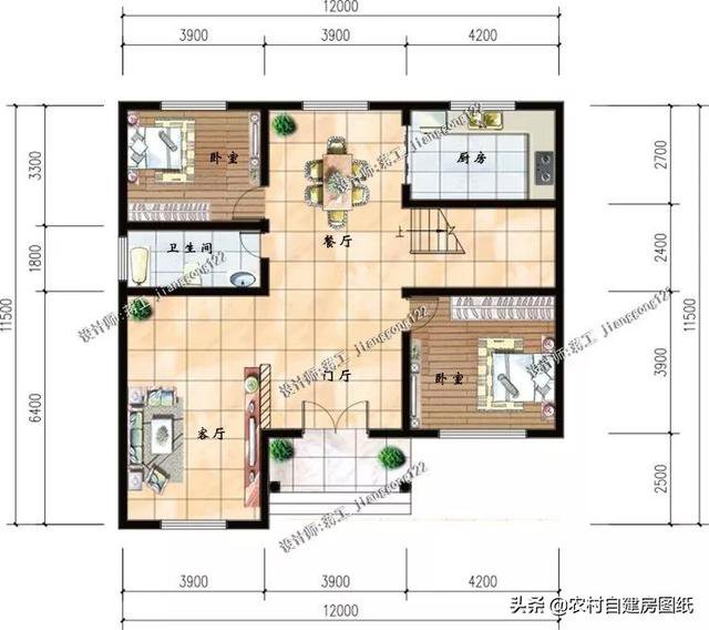 5款砖混的欧式农村别墅，2款带堂屋接地气，户型3经典不过时