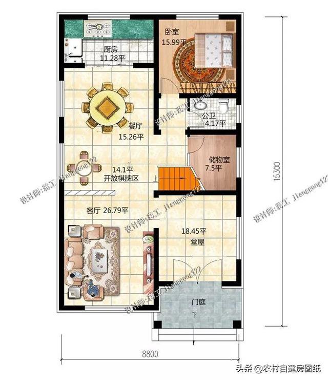 5款砖混的欧式农村别墅，2款带堂屋接地气，户型3经典不过时