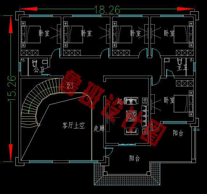 二层新中式别墅二层户型图