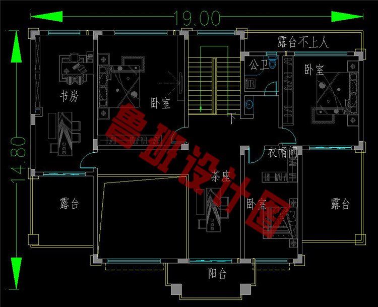 两层新中式别墅二层户型图