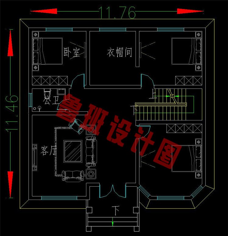 二层欧式别墅一层户型方案