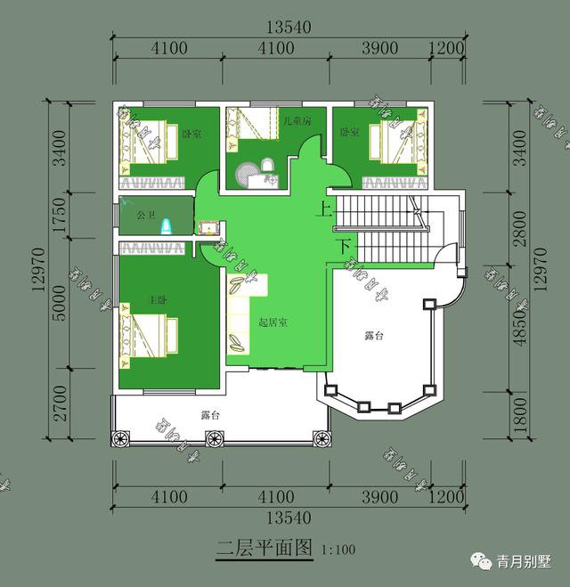 13.42×13米二层乡村小别墅，6卧室大露台，田园生活典范
