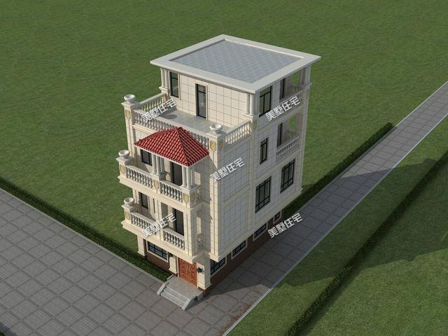 开间5米的四层别墅，占地67平带大露台，小宅基地建房首选