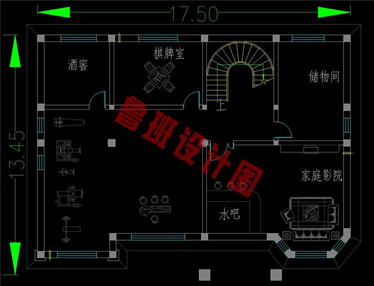 二层复式乡村别墅地下室户型图