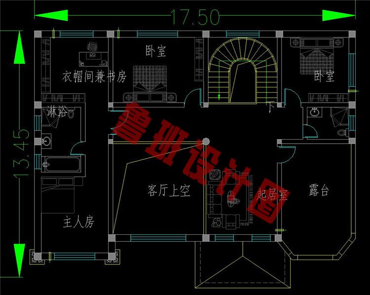 二层复式乡村别墅二层户型图