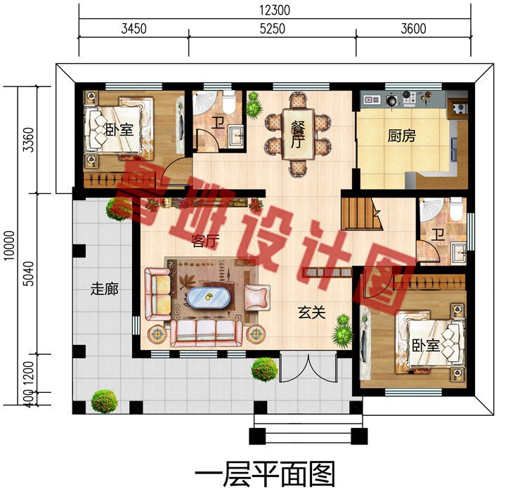 农村二层简单经济小别墅自建房设计图，120到130平小洋楼