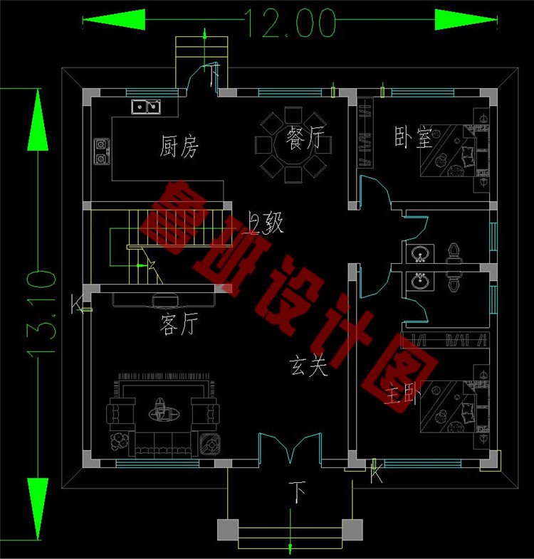 三层农村自建房一层户型图