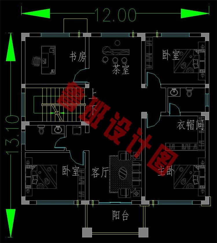 三层农村自建房二层户型图