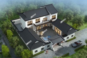 中式庭院2层别墅方案，建一栋，邻居天天爱来你家串门。