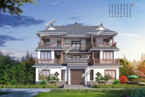 湖南三层中式别墅设计图纸，完工后十里八乡都跑来看。