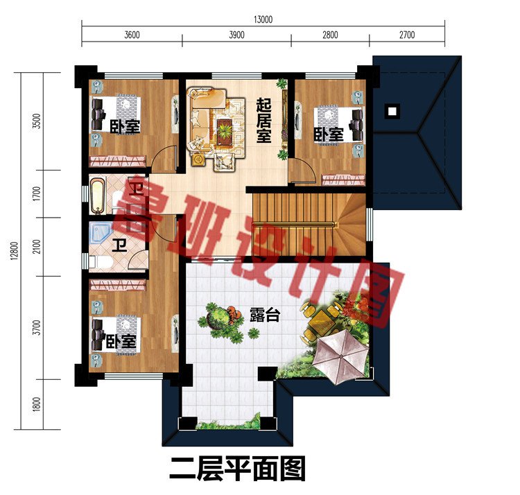 二层新中式别墅二层户型图