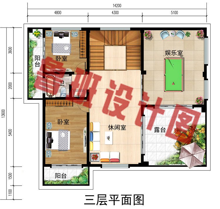14X13米三层新中式别墅户型图，这才是中国农村该建的房子