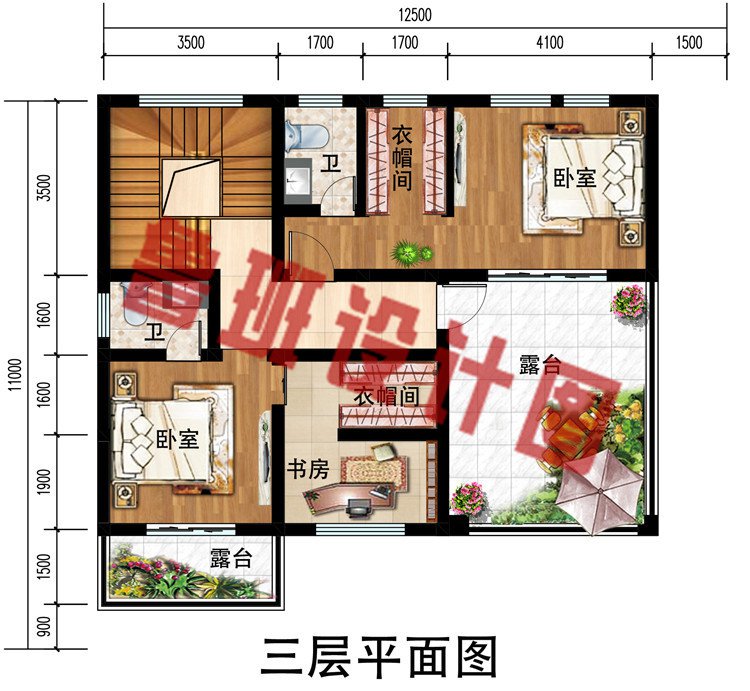 农村现代新中式三层别墅设计图，复式独栋自建房