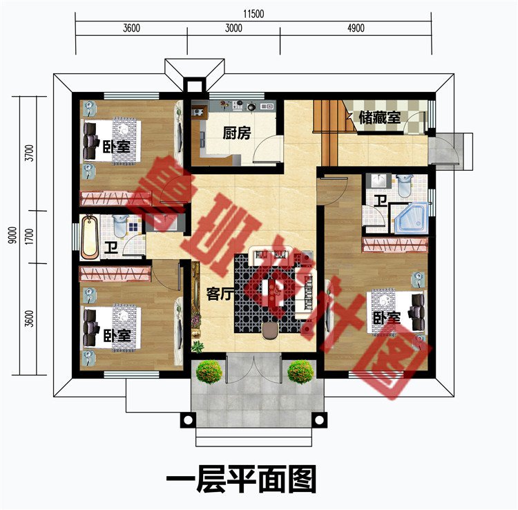 二层精致小别墅一层户型图