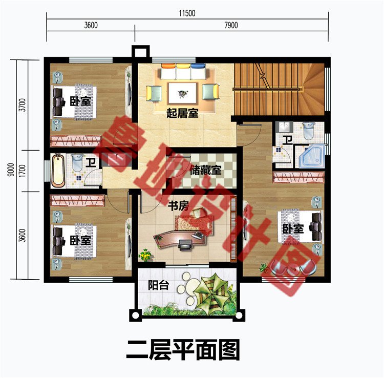 二层精致小别墅二层户型图