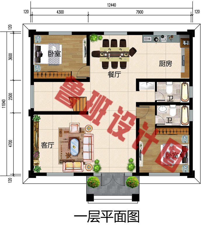 二层新中式别墅一层户型图