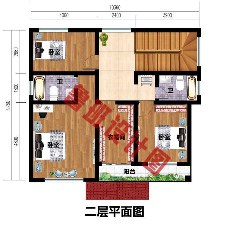 二层欧式小户型别墅二层户型图