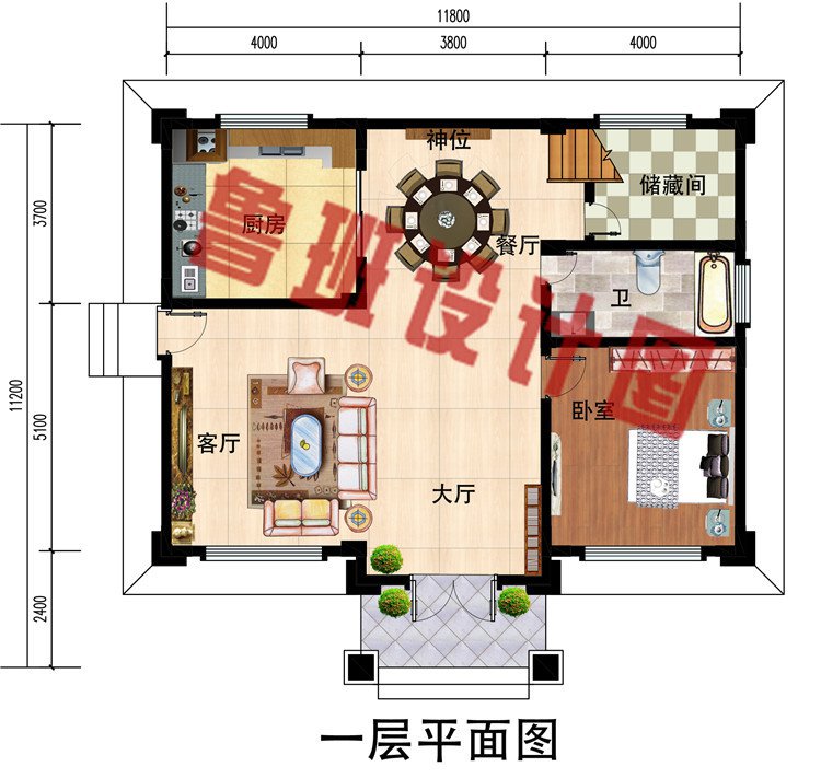 经济实用新中式农村三层别墅房屋设计图，占地110平方米