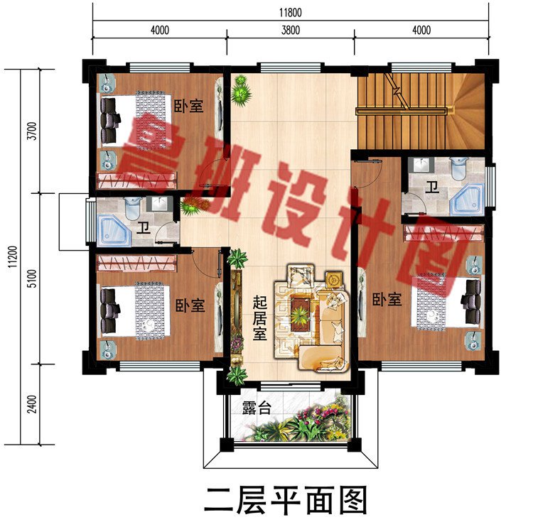 经济实用新中式农村三层别墅房屋设计图，占地110平方米