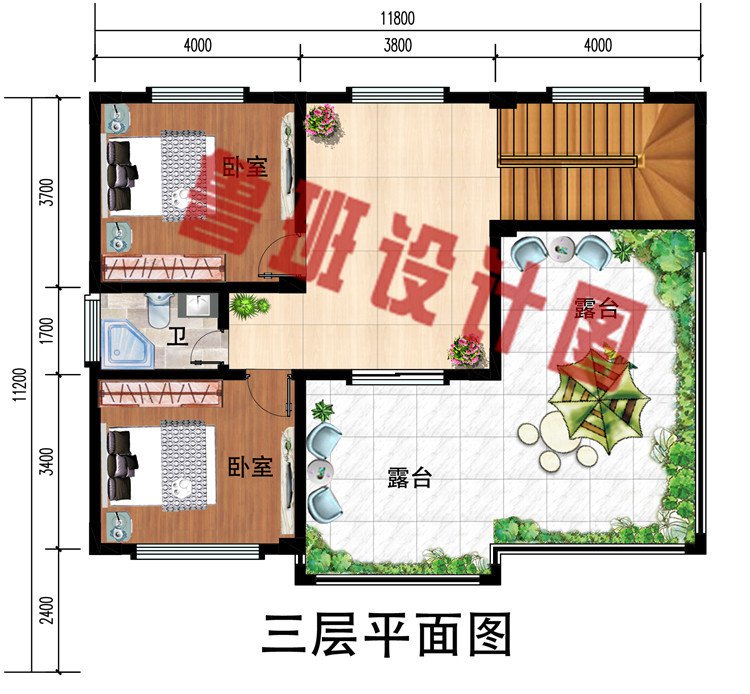 经济实用新中式农村三层别墅房屋设计图，占地110平方米