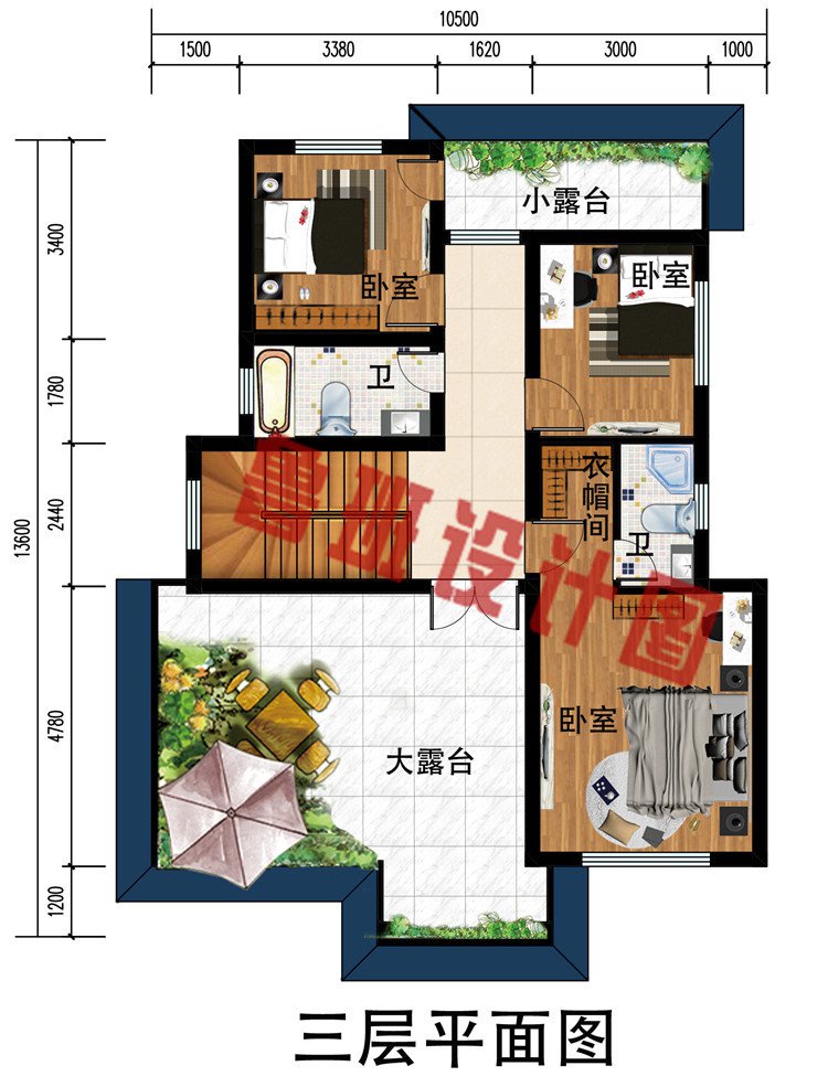 经典新中式风格农村三层复式楼别墅设计图，含外观图片