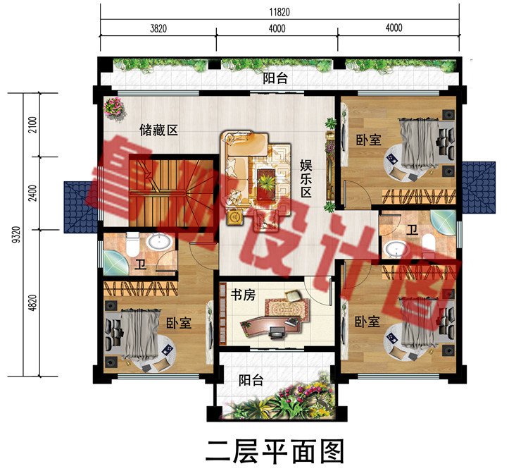 新中式农村三层别墅设计图，110平外观配色沉稳大气