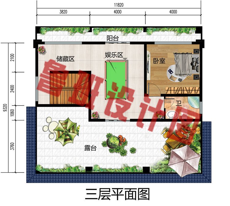 新中式农村三层别墅设计图，110平外观配色沉稳大气