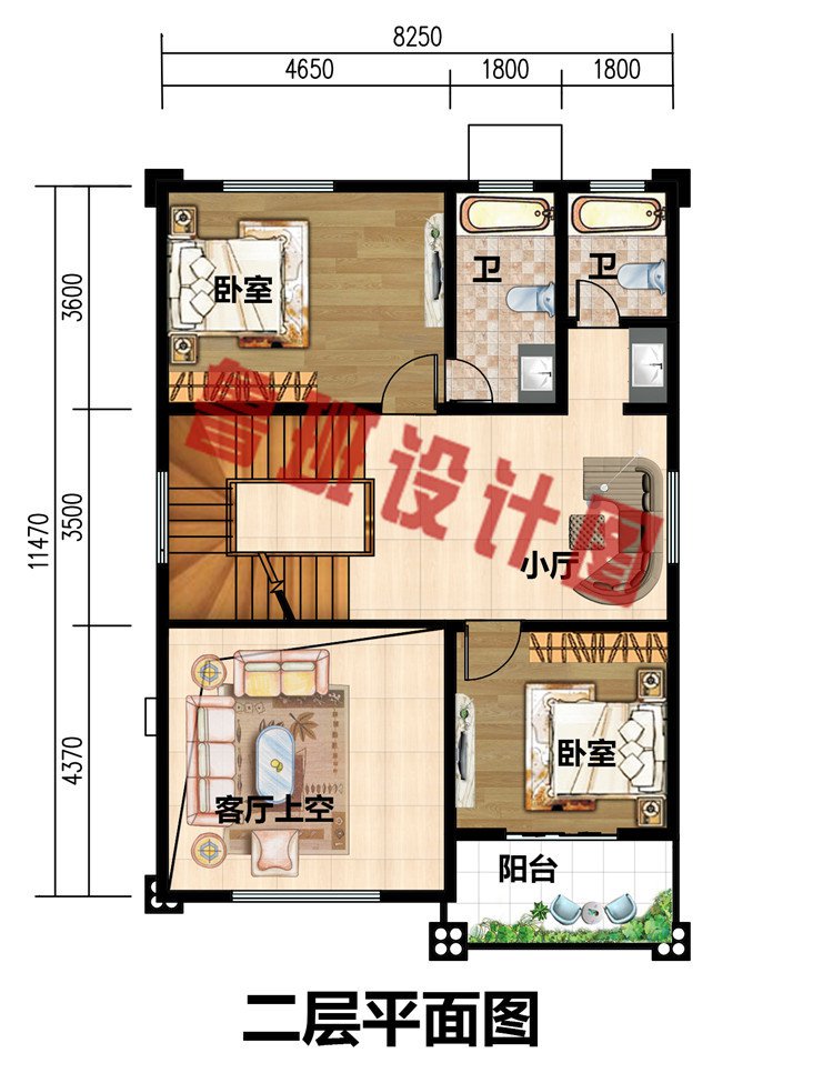 三层两开间小面宽别墅设计图纸带外观效果图，95平方米户型