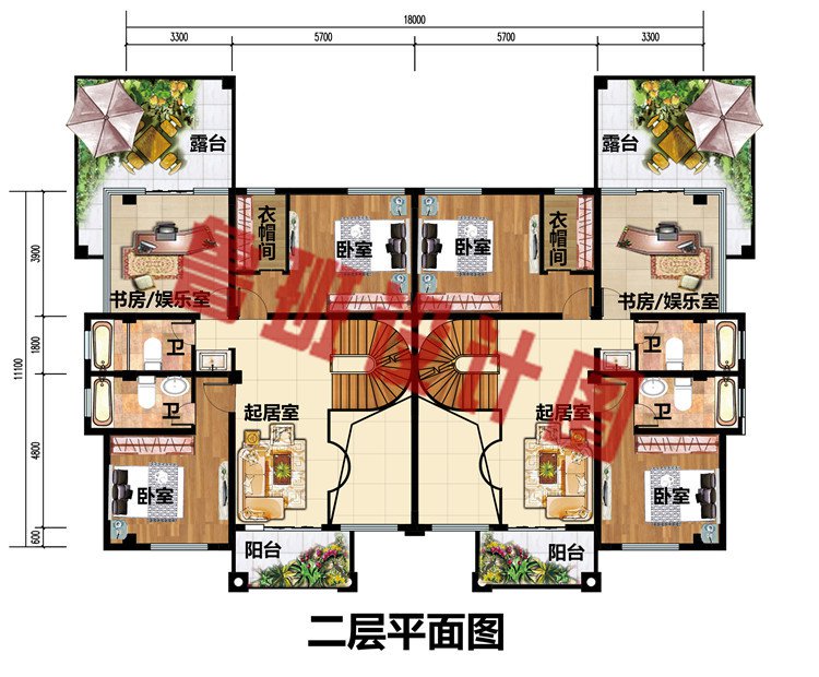 50万农村三层双拼联排别墅户型设计图，造型大方又不失华丽