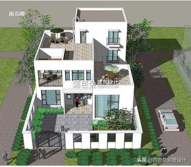 二层半现代风格农村自建房别墅设计图 新农村三层别墅外观效果图