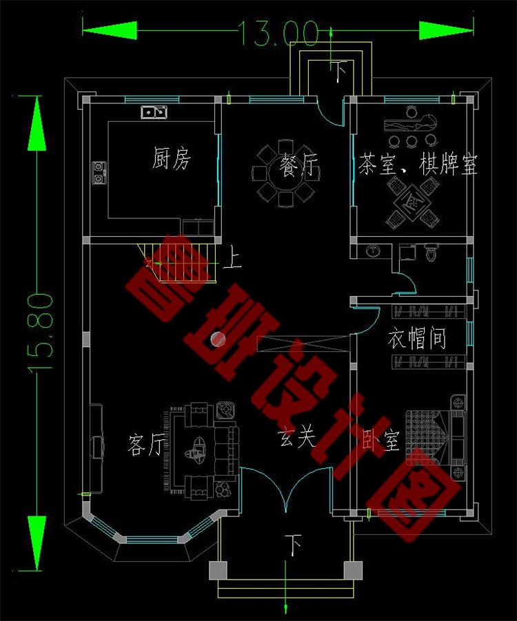 四层农村自建房一层户型图