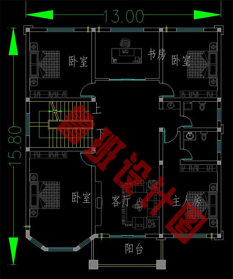 四层农村自建房二层户型图