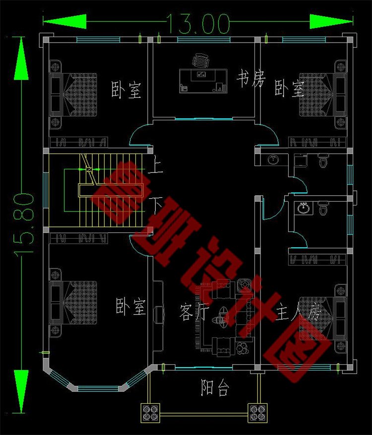 四层农村自建房三层户型图