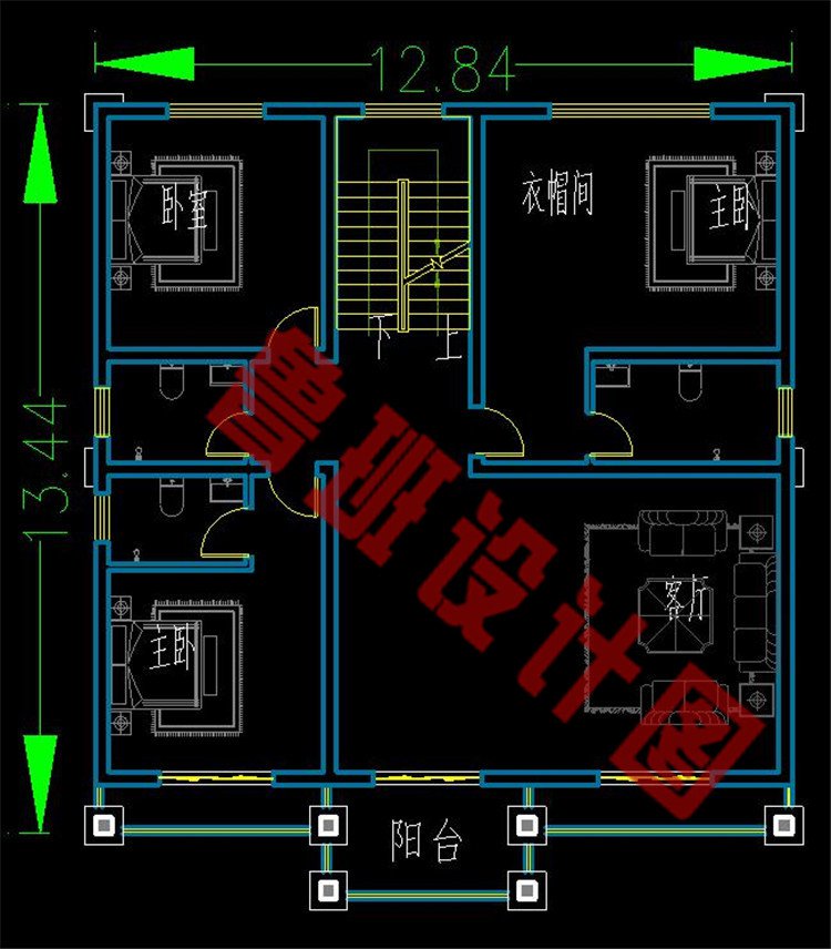 欧复式四层别墅三层户型图