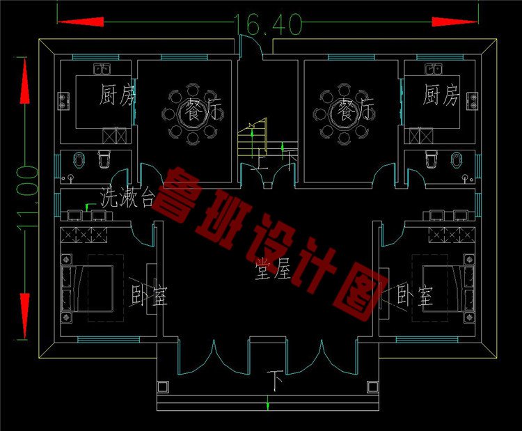 三层双拼别墅一层设计方案