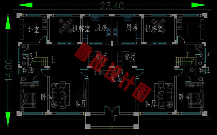 双拼欧式别墅一层设计方案