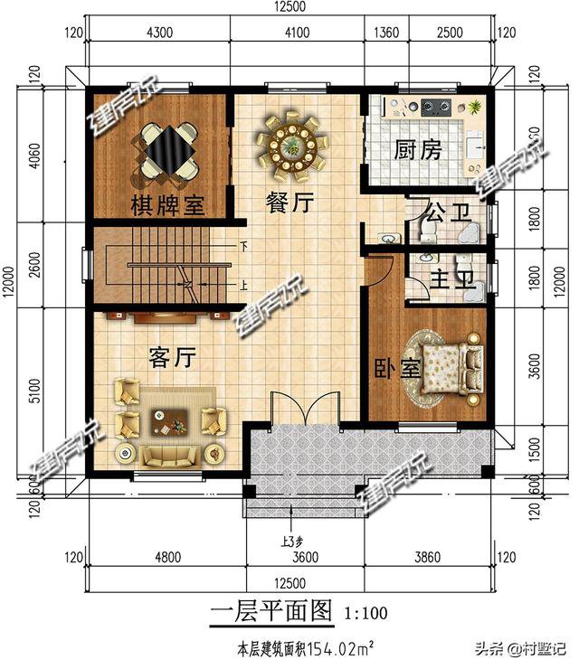 12×12米欧式别墅，小别墅也有大容量，盖在村里没人敢说你土