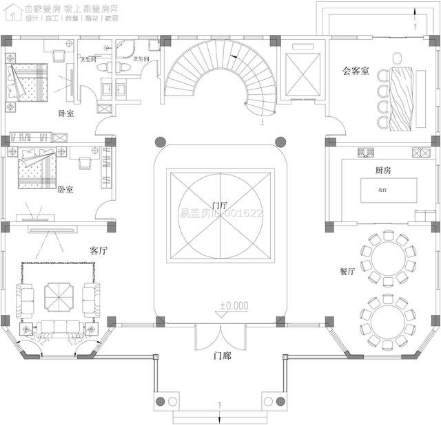 广东潮州多功能欧式别墅，17.5m×20.7m，电梯出行规避疫情优选款