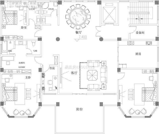 广东潮州多功能欧式别墅，17.5m×20.7m，电梯出行规避疫情优选款