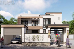 51万自建现代别墅图纸，露台+阳光房。