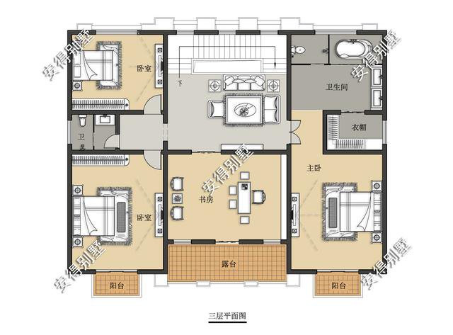 震撼大气的法式别墅，占地16x12m建出超级豪宅感，8间房间带堂屋